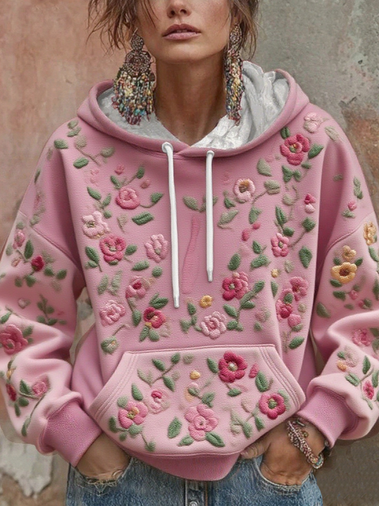 Women's breast cancer floral print hoodie