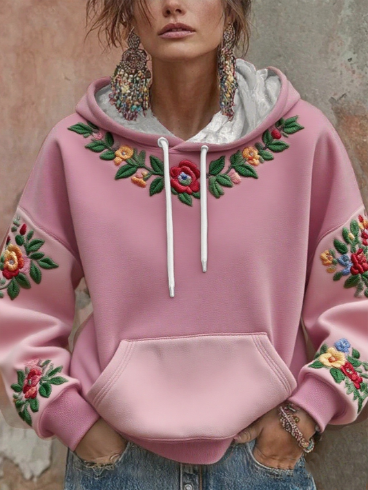 Women's breast cancer floral print hoodie