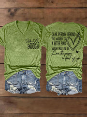 Women's Dear Person Behind Me, You Are Amazing Beautiful Enough Mental Health Matters V-Neck Tee