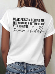 Women's Dear Person Behind Me You Are Enough Tee