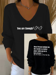 Women's Dear Person Behind Me You Are Enough Long-Sleeve Top