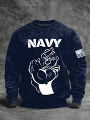 Men's Vintage Popeye Navy Crew Neck Sweatshirt
