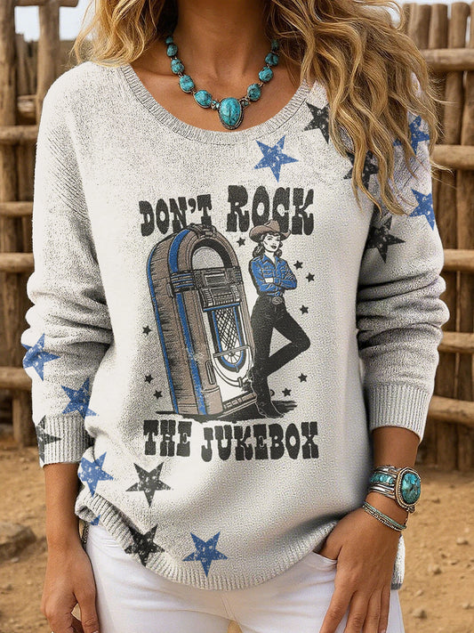 Women's Last Call Country Music Fan Print round neck ribbed top