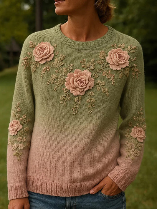 Women's Pink Floral Art Printed Sweatshirt
