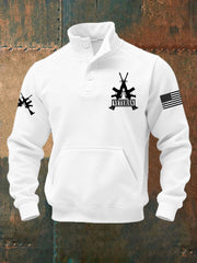 Men's Vintage US Veteran Print Casual Buttons Sweatshirt