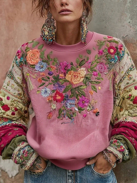 Women's Breast Cancer Awareness Floral Printed Sweatshirt