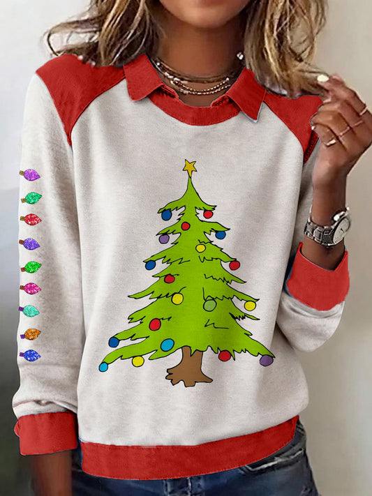 Women's Christmas Tree Print Casual Sweatshirt
