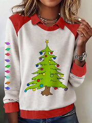 Women's Christmas Tree Print Casual Sweatshirt