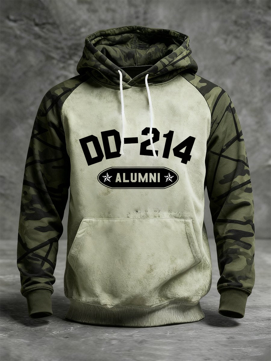 Men's Retro Veteran USA Flag Cross Camouflage Print Casual Hoodie