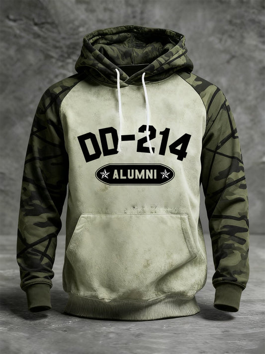 Men's Retro Veteran USA Flag Cross Camouflage Print Casual Hoodie