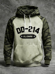 Men's Retro Veteran USA Flag Cross Camouflage Print Casual Hoodie