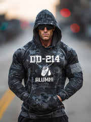 Men's Retro DD-214 Alumni Veteran USA Flag Camouflage Print Casual Hoodie