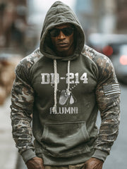 Men's Retro DD-214 Alumni Veteran USA Flag Camouflage Print Casual Hoodie