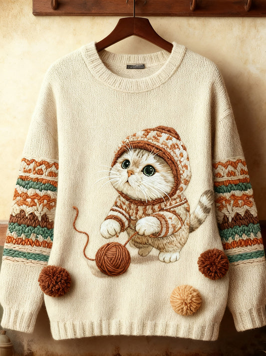 Women's Cute Winter Cat  Art  Sweatshirt