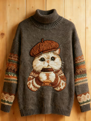 Women's Cute Winter Cat  Art  Sweatshirt