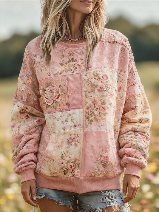 Women's Breast Cancer Awareness Floral Printed Sweatshirt