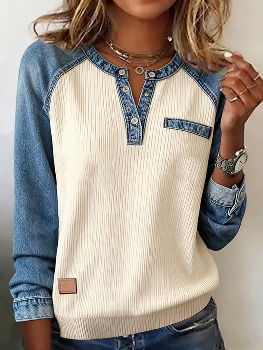 Women's Fashion Patchwork Design Cozy Top gracestitchs