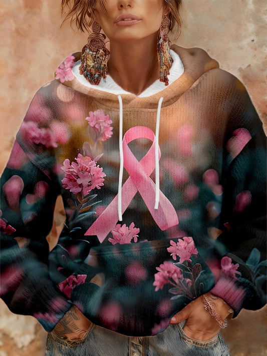 Women's Breast Cancer Awareness Floral Hoodies
