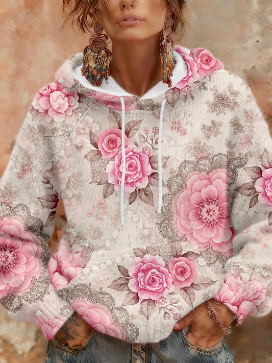 Women's Breast Cancer Awareness Pink Floral Hoodies