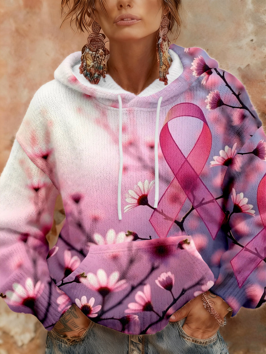 Women's Breast Cancer Awareness Pink Floral Hoodies