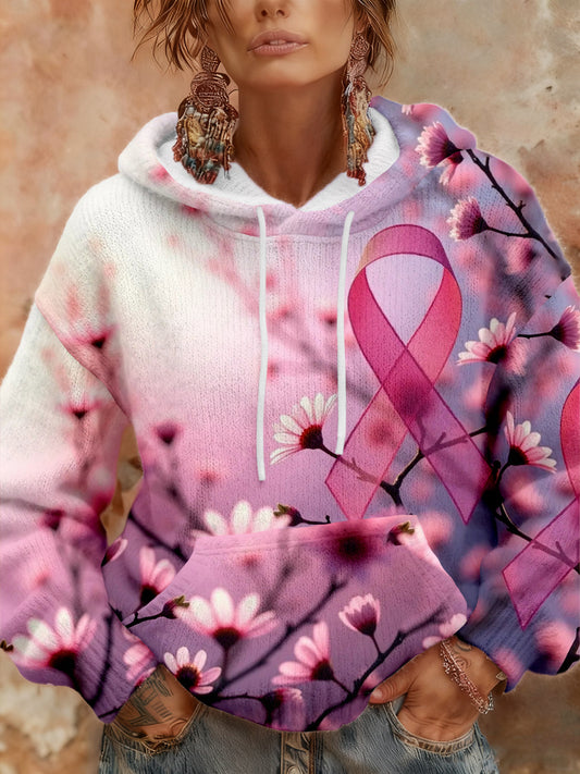 Women's Breast Cancer Awareness Pink Floral Hoodies