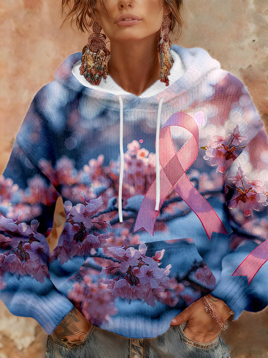 Women's Breast Cancer Awareness Floral Hoodies
