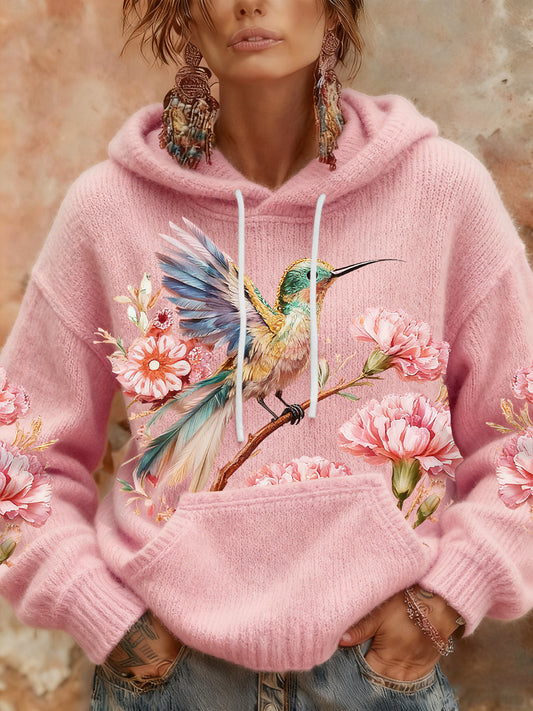 Women's Breast Cancer Awareness Hummingbird Florals Hoodies