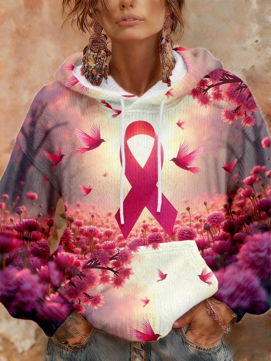 Women's Breast Cancer Awareness Pink Floral Hoodies
