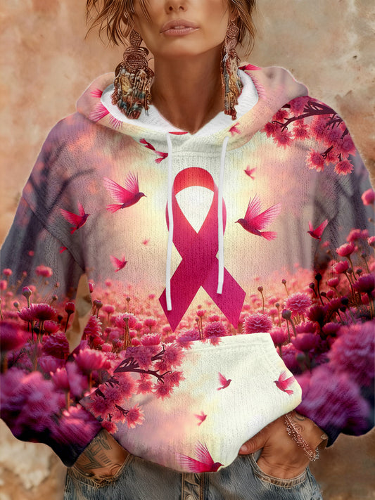 Women's Breast Cancer Awareness Pink Floral Hoodies