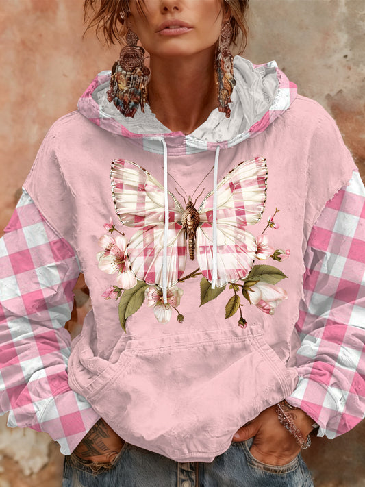 Women's Breast Cancer Pink Print Casual Hoodie
