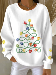 Women's Christmas Animal Paws Print Sweatshirts