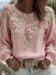 Women's Pink Floral Print Casual Top