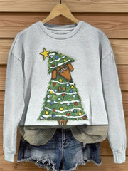 Women's Christmas Dog Print Casual Sweatshirt