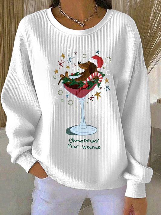 Women's Christmas Dog Print Casual Sweatshirt