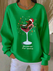 Women's Christmas Dog Print Casual Sweatshirt