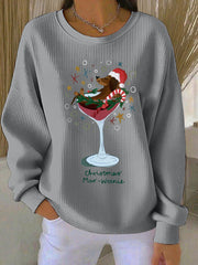 Women's Christmas Dog Print Casual Sweatshirt