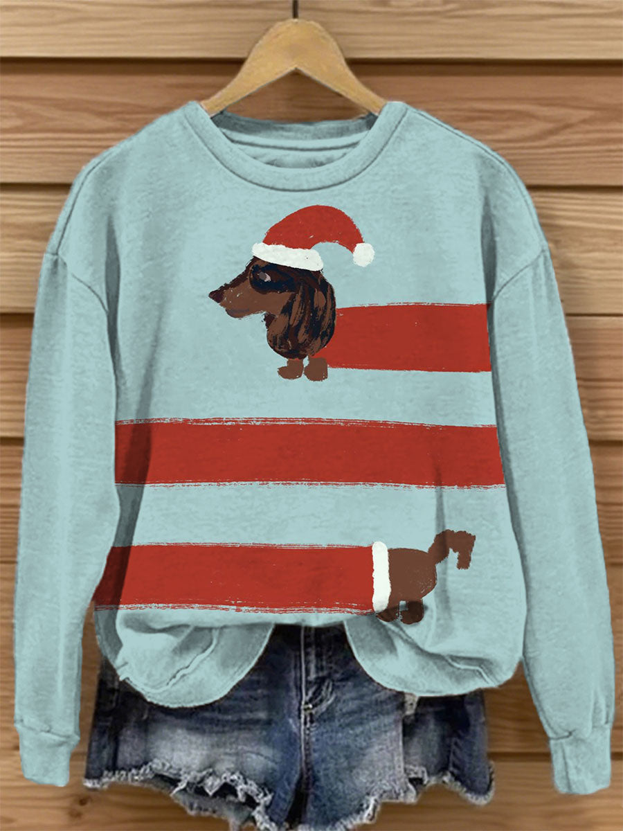 Women's Christmas Dog Print Casual Sweatshirt