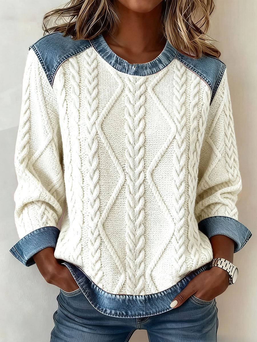 Women's Autumn and Winter Textured Printed Tops gracestitchs
