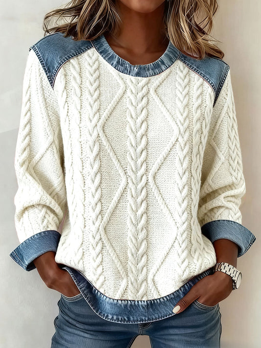 Women's Autumn and Winter Textured Printed Tops gracestitchs