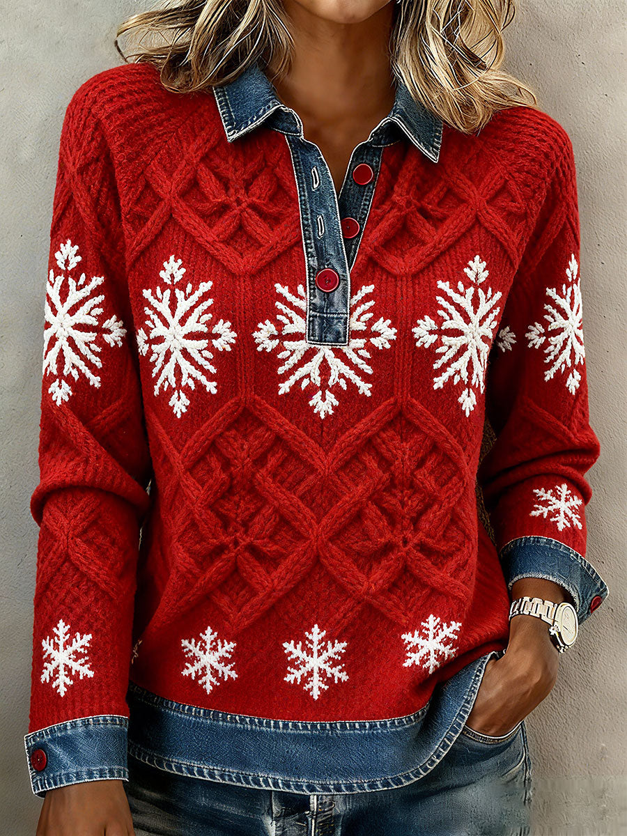 Women's Christmas Snowflake Geometric Tops