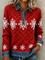Women's Christmas Snowflake Geometric Tops