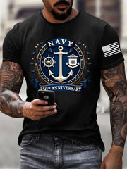 Men's Navy 250th Anniversary Printed short-sleeved T-shirt
