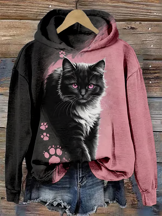 Women's cute cat print Regular Sweatshirt gracestitchs