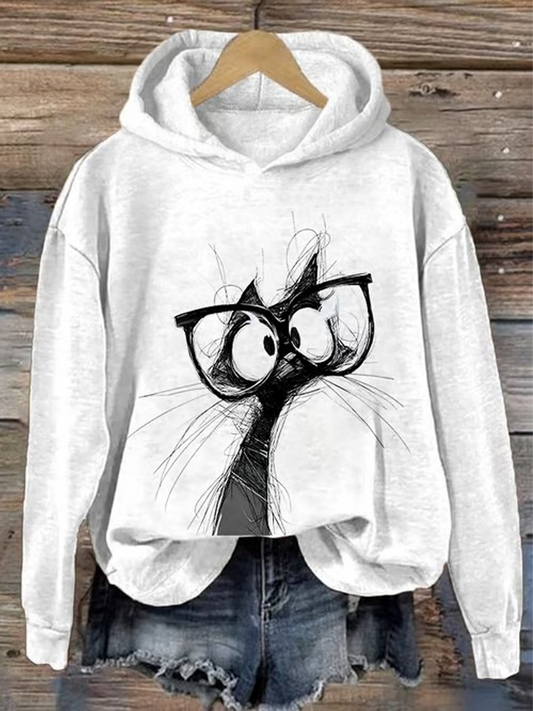 Women's cute cat print Regular Sweatshirt