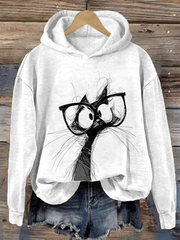 Women's cute cat print Regular Sweatshirt