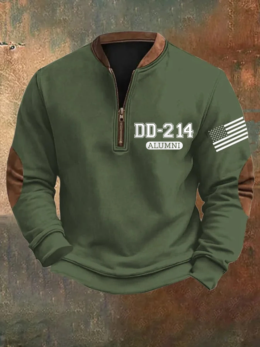 Men's DD-214 Alumni USA Flag Print Casual Sweatshirt