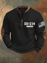 Men's DD-214 Alumni USA Flag Print Casual Sweatshirt