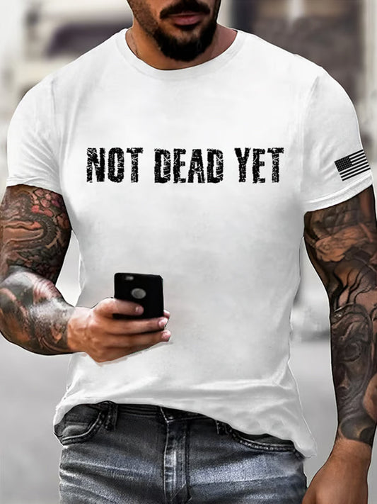 Men's Funny No Dead Yet Veterans USA Flag Print Tee