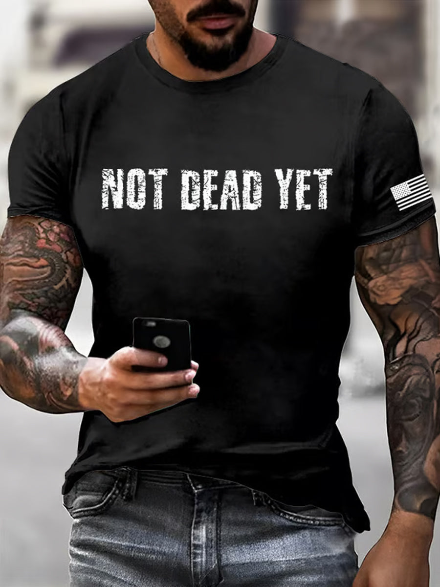 Men's Funny No Dead Yet Veterans USA Flag Print Tee