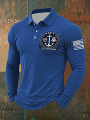 Men's Navy 250th Anniversary Printed long sleeve shirt
